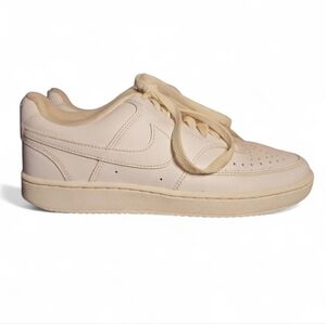 Nike Court Vision White Leather Womens Size 7 Low Top Sneaker Triple White Retro